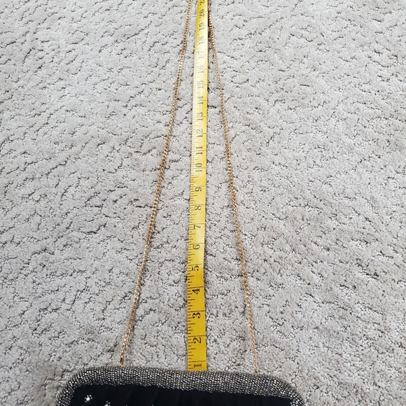 Anthropologie Elegant Black Velvet Beaded Evening Clutch Bag - Picture 13 of 14